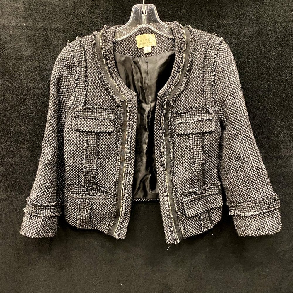 Hinge Tweed Cropped Jacket / Blazer - Black & Gray - Size M